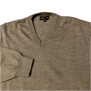 Mario Gilberti Lambs Wool Sweater Mens XL Green V-Neck Knit Made in Italy
